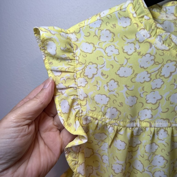 Loft Outlet Women's Sleeveless Floral Ruffle Half Button Blouse Top Yellow Small - Picture 4 of 14